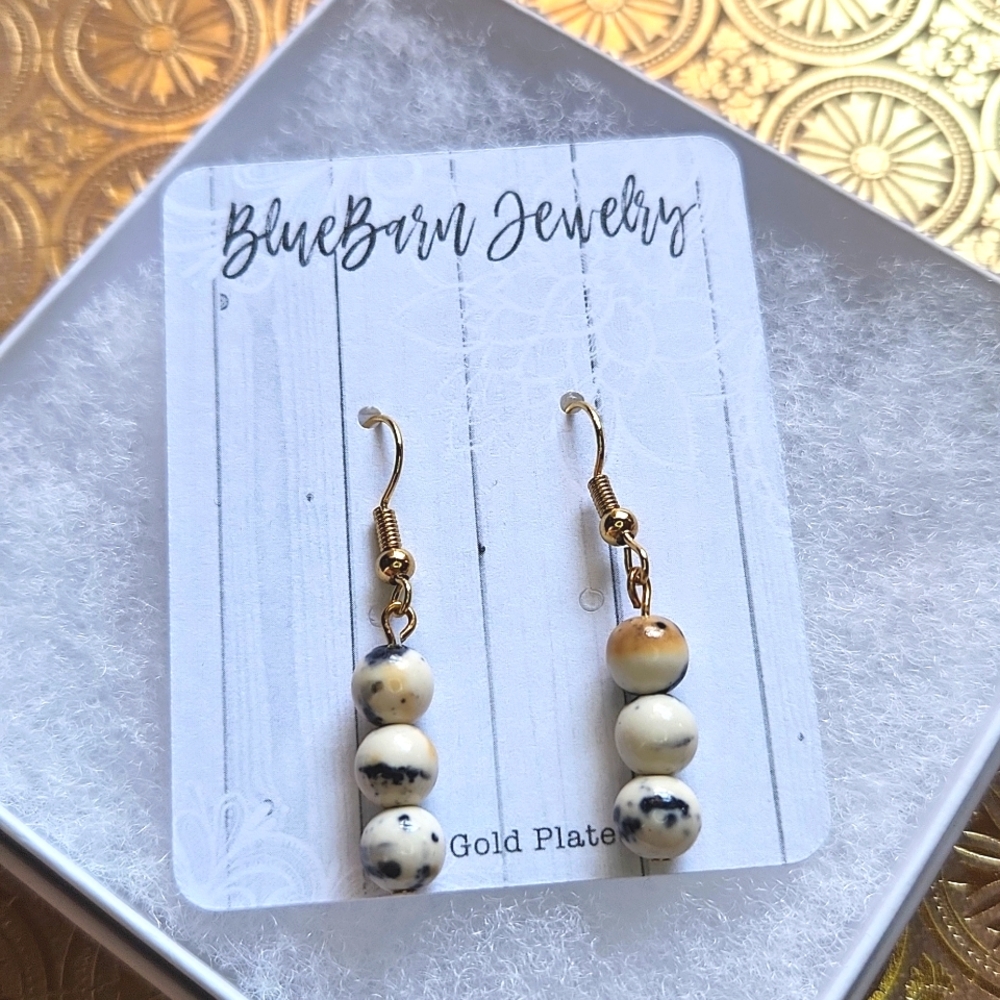 Handmade Granite Earrings - 18k Gold Plated
